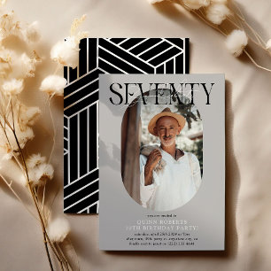 Invitation Ovale moderne photo et signature 70e anniversaire