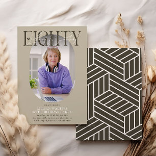 Invitation Ovale moderne photo et signature 80e anniversaire