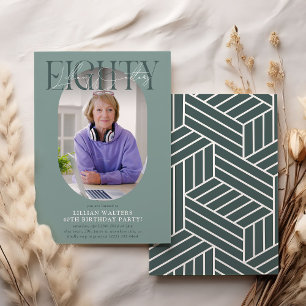 Invitation Ovale moderne photo et signature 80e anniversaire