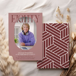 Invitation Ovale moderne photo et signature 80e anniversaire