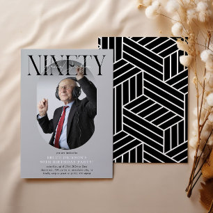 Invitation Ovale moderne photo et signature 90e anniversaire