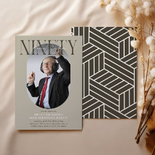 Invitation Ovale moderne photo et signature 90e anniversaire