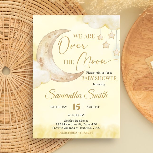 Invitation Over the Moon Baby Shower  (Over the Moon Baby Shower Invitation)