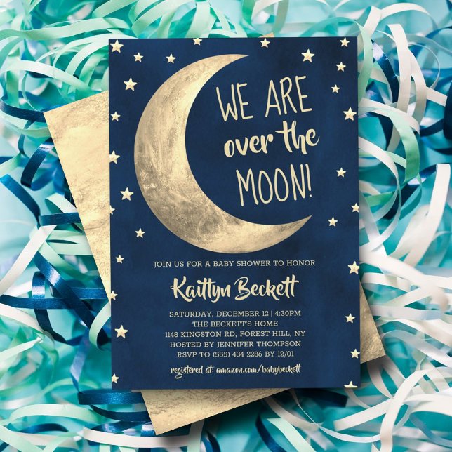 Invitation Over The Moon | Baby Shower (Créateur téléchargé)