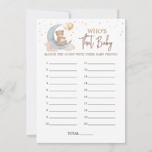 Invitation Over the Moon Who's That Baby Photo Game Card