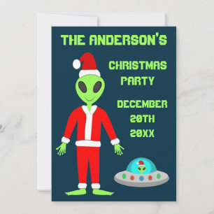 Invitation OVNI Ho Père Noël alien Personnalisé