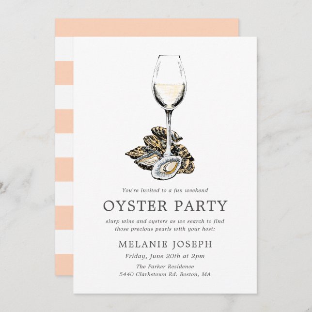 Invitation Oyster Pearl| Bandes de pêche (Devant / Derrière)
