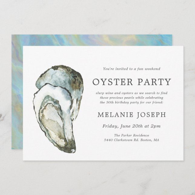 Invitation Oyster Pearl| Deux huîtres (Devant / Derrière)