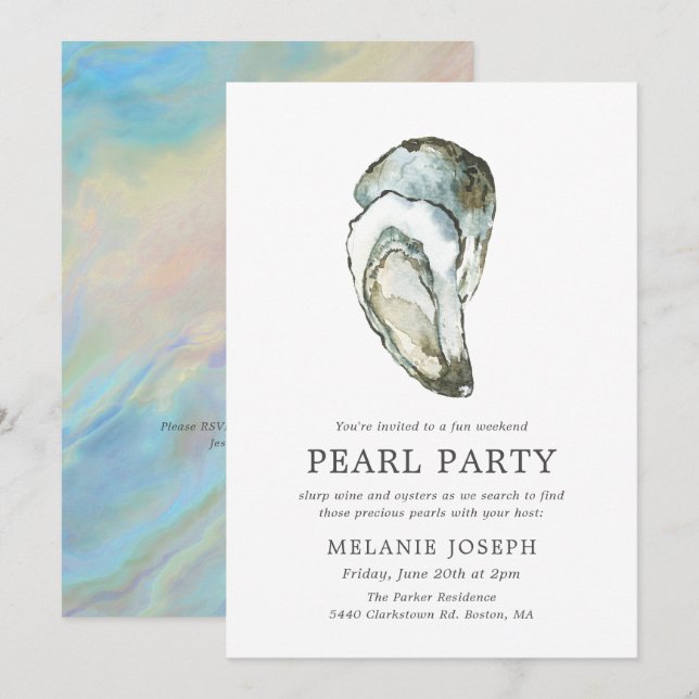 Invitation Oyster Pearl| Style optique (Devant / Derrière)