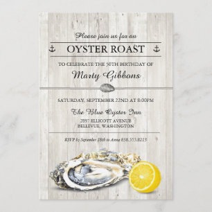 Invitation Oyster Roast de fruits de mer Nautique Anniversair