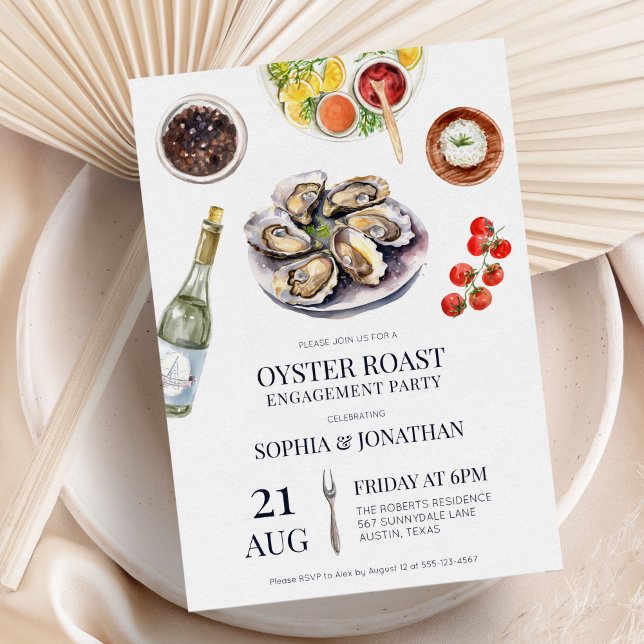 Invitation Oyster Roast Elegant Coastal Engagement Party (Créateur téléchargé)