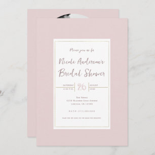 Invitation Oyster rose & or Fête des mariées minimaliste mode