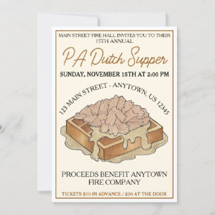 Invitation PA Dutch Food Fire Hall Cène de poulet et de gaufr