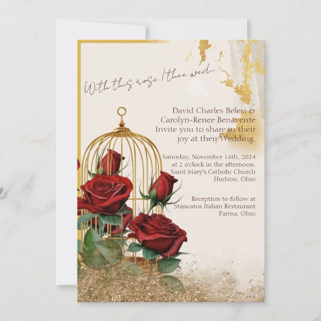 Invitation Pack de Mariage Rose Gold de commande personnalisé (Devant)