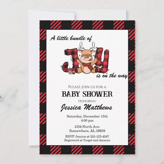 Invitation Pack de Noël Plaid de Joy Baby shower (Devant)