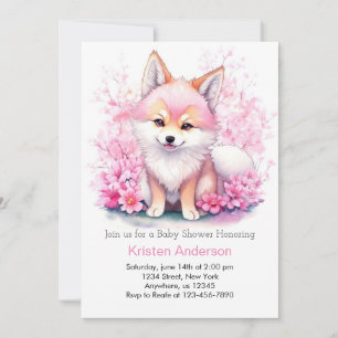 Invitation Pack Wolf Pink Moonlit Baby shower