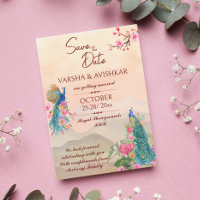 Pacock enregistrer la date de l'invitation modèle