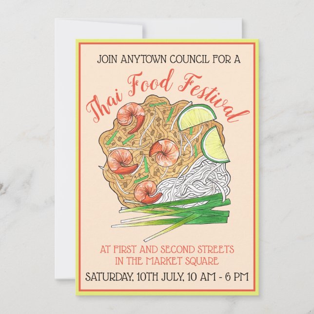 Invitation Pad de crevettes nouilles thaïlandaises Food Festi (Devant)