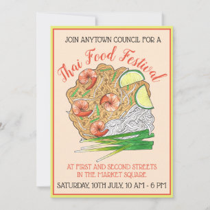 Invitation Pad de crevettes nouilles thaïlandaises Food Festi
