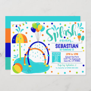 Invitation Pad Splash Parc aquatique Birthday Boy