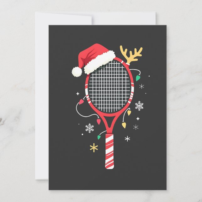 Invitation Paddle de tennis avec chapeau de Santa et lumières (Devant)