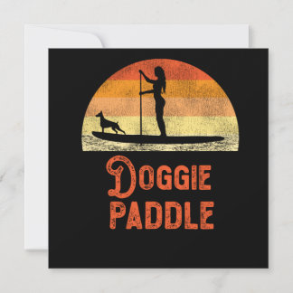 Invitation Paddleboard Doggie Paddle Girl Chien Retro Vintage