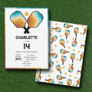 Invitation Pagaie de Pickleball Retro et fête d'anniversaire