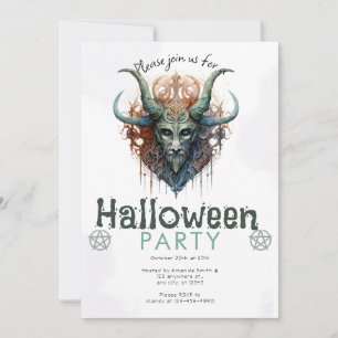 Invitation Pagan Horned God et Pentagram Halloween Party