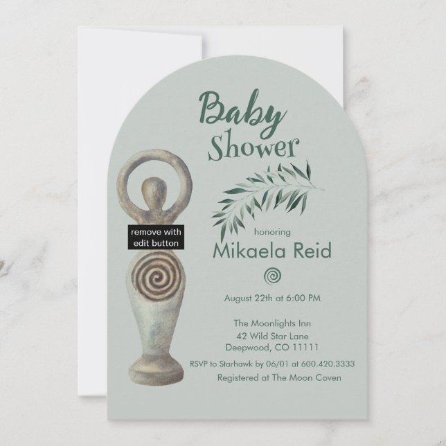 Invitation Pagan Mother Goddess With Leaves Baby Shower (Devant)