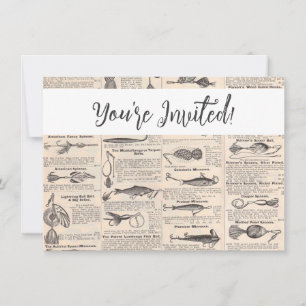 Invitation Page de catalogue de leurres de pêche antiques en 