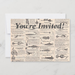 Invitation Page de catalogue de leurres de pêche antiques en 