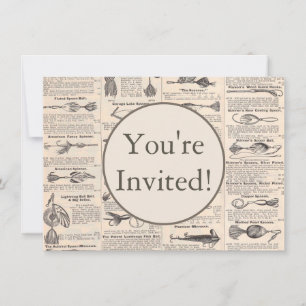 Invitation Page de catalogue de leurres de pêche antiques en