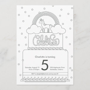 Invitation Page de coloriage Unicorn - Anniversaire