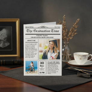 Invitation Page de première de journal vintage pour la promot
