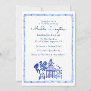 Invitation Pagode à l'aquarelle de style chinoiserie