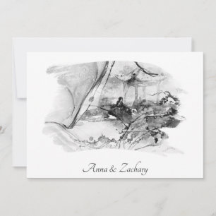 Invitation *~* Pagode féminine Japon RSVP QR AR27 Mariage