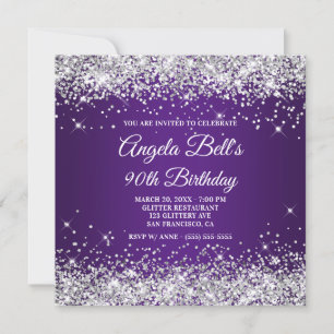 Invitation Pailleté Argent Paillettes Royal Violet 90e Annive