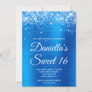 Invitation Pailleté Brillante Bleu Clair Papier D'aluminium S