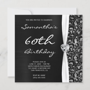 Invitation Pailleté de feuille d'argent noir Glam Anniversair
