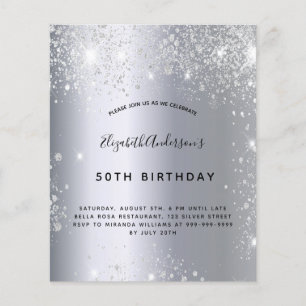 Invitation pailletée argent pour anniversaire