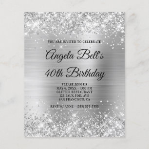 Invitation pailletée argentée glamour pas chère po