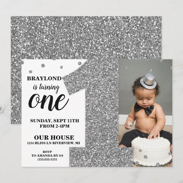 Invitation pailletée de faux argent pour un premie (Devant / Derrière)