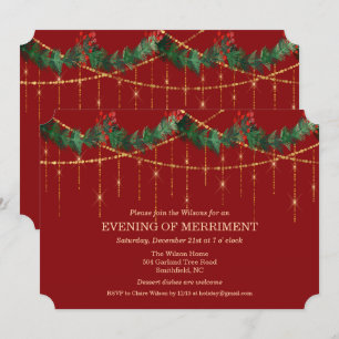 Invitation pailletée de guirlande pour les fêtes d