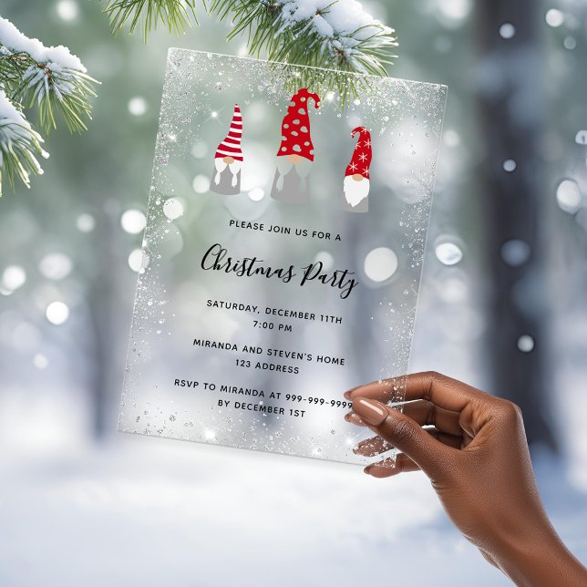 Invitation pailletée de lutins de fête de Noël giv (Créateur téléchargé)