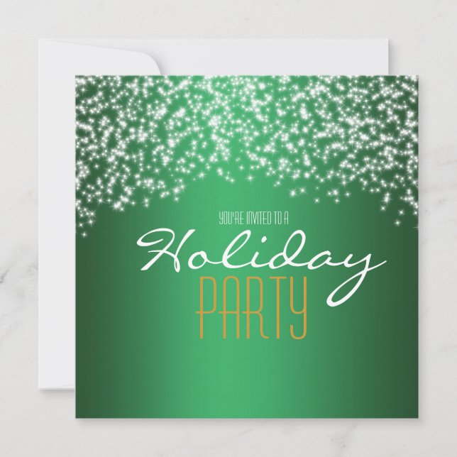 Invitation pailletée pour fête verte de vacances (Devant)