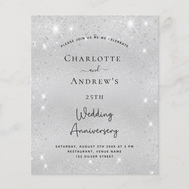 Invitation pailletée pour les 25 ans de mariage (Devant)