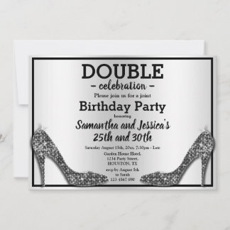 Invitation Pailletés scintillants Black Stilettos Double Anni