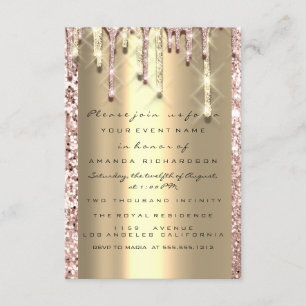 Invitation Paillettes 3D Drips Rose Mariage Douce 16ème Or