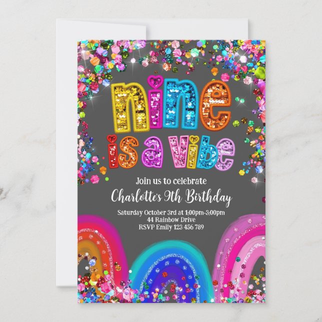 Invitation Paillettes Arc-en-ciel Sequins 9 est une invitatio (Devant)
