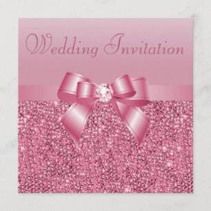Invitation Paillettes, arc et noces de diamant roses